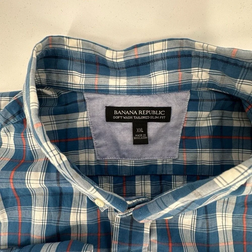 Banana Republic Tailor Slim Fit Striped Collared Long Sleeve Shirt Mens Size XXL